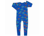 Unisex Baby & Toddler 3 x Bonds Wondersuit Baby 2-Way Zip Coverall Floating Fish Blue Cotton/Elastane - Blue