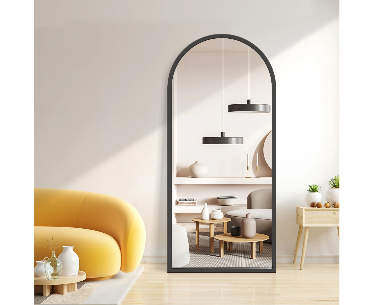 Yezi Full Length Mirrors Modern Floor Dressing Free Standing Black Framed 1.8M