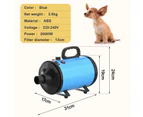 Pet Hair Dryer Dog Grooming Hairdryer Blower Heater Blaster with 4 Different Nozzles Blue