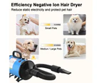 Pet Hair Dryer Dog Grooming Hairdryer Blower Heater Blaster with 4 Different Nozzles Blue