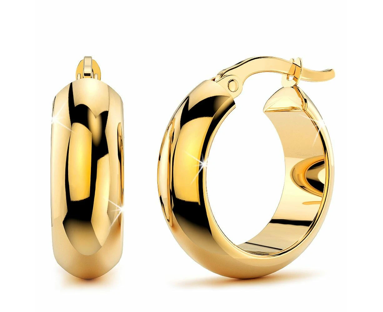 9ct Yellow Gold 10mm Wide Hoop Earrings