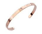 Genuine Single Diamond Set Forever Love Cuff Bangle Rose Gold Titanium