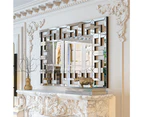 1000x700mm Large Wall Art Mirror Decor Silver Accent Geometric Frame