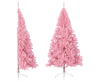 Artificial Half Christmas Tree with Stand Pink 210 cm PVC