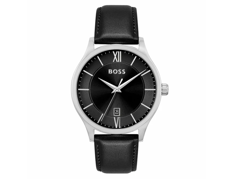 Hugo Boss Leather Black Dial Men's Watch - 1513954