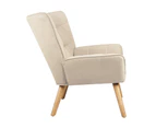 Oikiture Armchair Accent Chairs Sofa Lounge Fabric Upholstered Tub Chair Beige - Beige