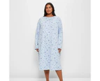 Target Plus Size Long Sleeve Traditional Pintuck Sleep Nightie - Blue