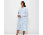 Target Plus Size Long Sleeve Traditional Pintuck Sleep Nightie - Blue