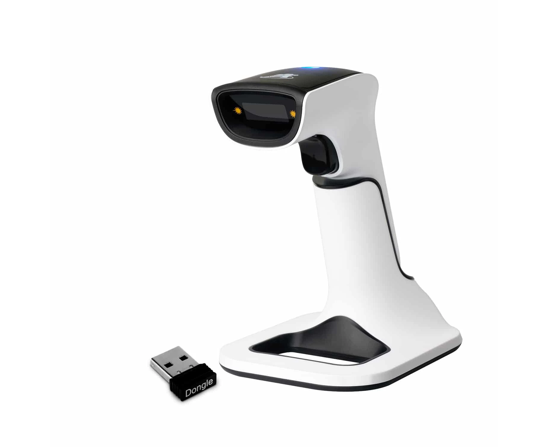 ScanAvenger AS9000 Wireless Bluetooth Barcode Scanner with Stand: Cordless, Rechargeable 1D and 2D with Charging Station - Black