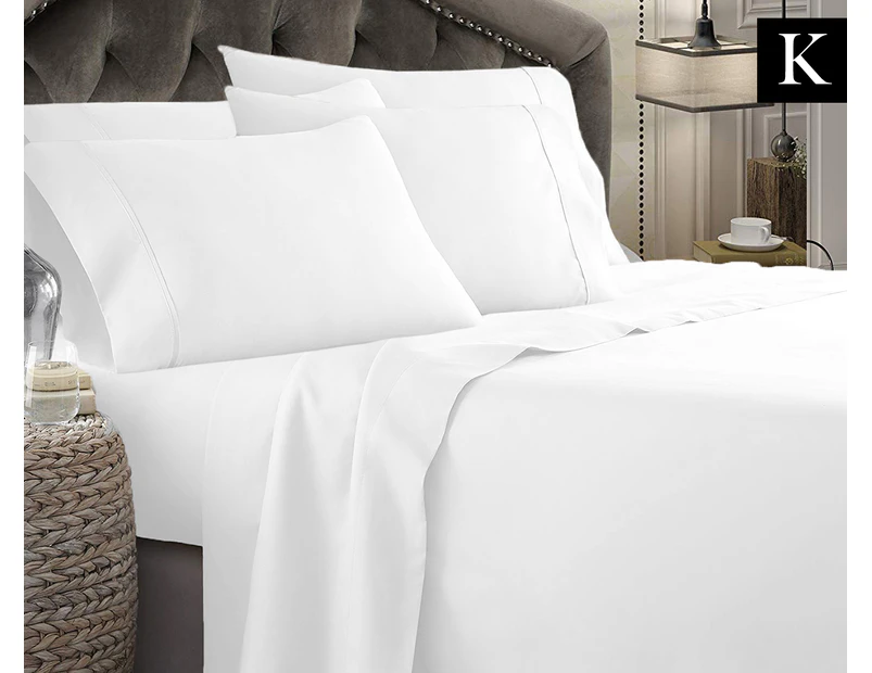 Shangri-La 1800TC Ultra Soft King Bed Sheet Set - White