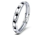 Solid 925 Sterling Silver Animal Pet Paw Print Band Ring