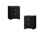Oikiture 2 X Bedside Tables Hamptons Furniture Storage Cabinet Black