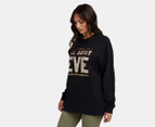 All About Eve Women's Anderson Patched Long Sleeve Tee / T-Shirt / Tshirt - Black