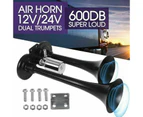 2 Trumpet Air Horn 12/24V 600db Car Boat Truck Lorry Super Loud