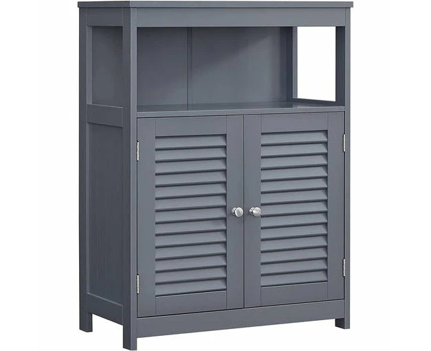 VASAGLE Floor Cabinet with Shelf and 2 Doors Gray