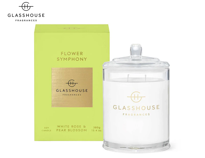 Glasshouse Flower Symphony White Rose & Pear Blossom Triple Scented Candle 380g