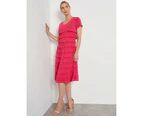 NONI B - Womens Dress -  Ruffle Knit Dress - Pink