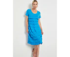 NONI B - Womens Dress -  Ruffle Knit Dress - Blue