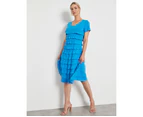 NONI B - Womens Dress -  Ruffle Knit Dress - Blue