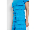 NONI B - Womens Dress -  Ruffle Knit Dress - Blue