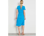 NONI B - Womens Dress -  Ruffle Knit Dress - Blue