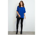 Liz Jordan - Womens Tops -  Satin Knit Back Top - Blue