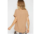 MILLERS - Womens Tops - Ext Slv Texture Top - Brown