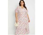 BeMe - Plus Size - Womens Dress -  Linen Wrap Front Dress - White