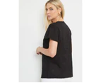 NONI B - Womens Tops -  Embroidered Pintuck Top - Black