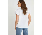 ROCKMANS - Womens Tops -  Frill Sleeve Tee - White