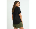ROCKMANS - Womens Tops -  Linen Slouch Short Sleeve Shirt - Black