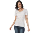 ROCKMANS - Womens Tops -  Short Sleeve Stripe T-Shirt - Pink