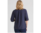 NONI B - Womens Tops -  Pocket Detail Shirt - Blue