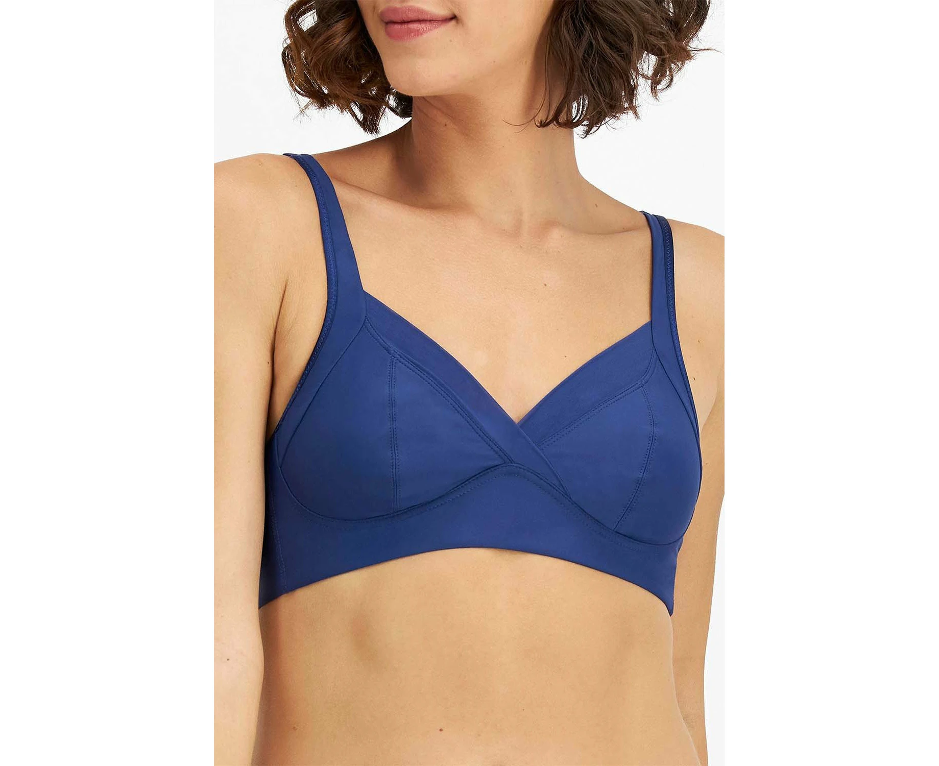 Women 4 x Playtex Non Contour Wirefree Navy Bra Ywvf Elastane/Nylon - Navy