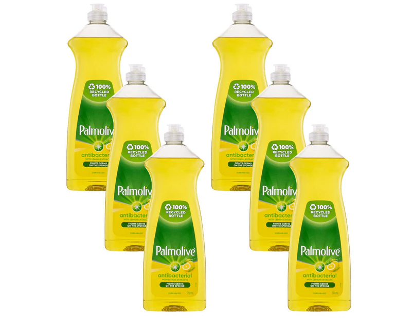 6x Palmolive Kitchen Dishwashing Cleaning Liquid Antibacterial Lemon 750ml