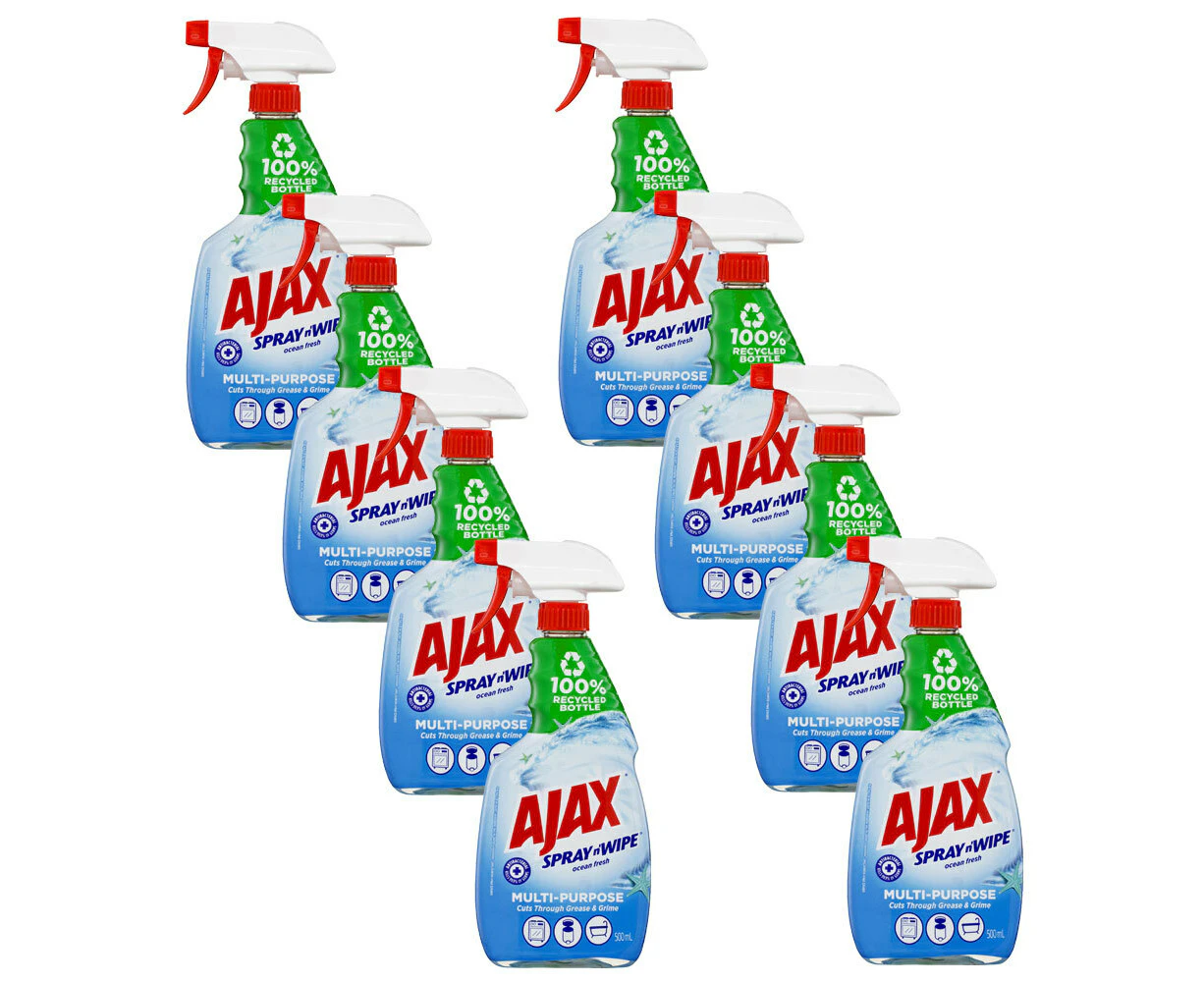 8x Ajax Spray N Wipe Trigger Antibacterial Cleaner Spray Ocean Fresh 500ml