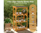 Costway 3-Tier Plant Stand Wood Flower Pots Shelf Weather-resistant Load 90kg w/Asphalt Tilting Roof Garden Patio Balcony