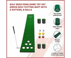 Golf Beer Pong Game Toy Set Green Golf Putting Matt with 2 Putters, 6 Balls