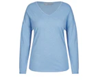 KATIES - Womens Tops -  3/4 Sleeve Cotton Slub Tee - Blue