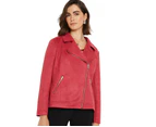 NONI B - Womens Jacket -  Suede Zip Jacket - Red