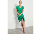 NONI B - Womens Dress -  Ruffle Knit Dress - Green