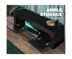 Oikiture TV Cabinet Entertainment Unit Stand RGB LED Gloss Furniture 130cm - Black