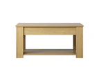 Oikiture Coffee Table Lift Up Top Modern Tables Hidden Book Storage Natural - Natural
