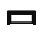Oikiture Coffee Table Lift Up Top Modern Tables Hidden Book Storage Black - Black