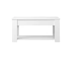 Oikiture Coffee Table Lift Up Top Modern Tables Hidden Book Storage White - White