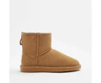 Womens Sheepskin and Leather Slipper Boot - Brown