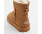 Womens Sheepskin and Leather Slipper Boot - Brown