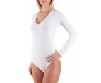 BELLISSIMA Decollete Bodysuit U-Neck L/S - White