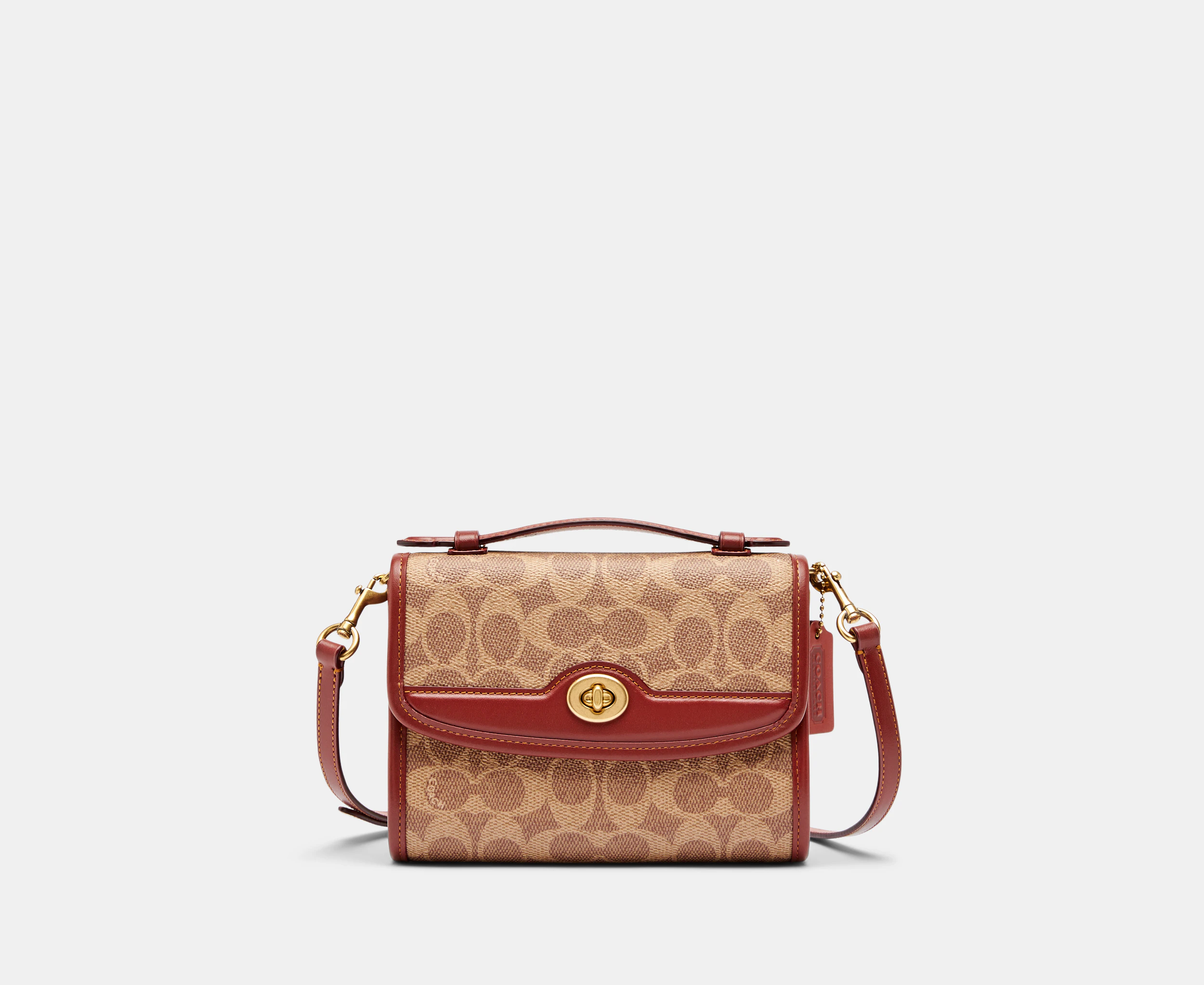 Coach Kip Coated Canvas Turn-Lock Crossbody Bag - Tan/Rust