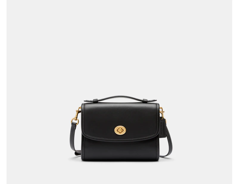 Coach Kip Glovetanned Leather Turn-Lock Crossbody Bag - Black